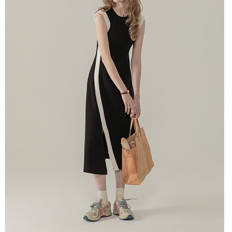 Black Panel Sleeveless Dress For Women