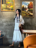 White Retro Dress For Women