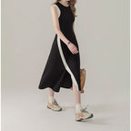 Black Panel Sleeveless Dress For Women