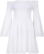 Markeier Women's Dress Summer Floral Long Sleeve Off Shoulder Casual Mini Dresses