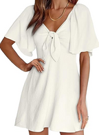 Markeier Womens Dresses Spring Summer Deep V Neck Elegant Bow tie Mini Dress