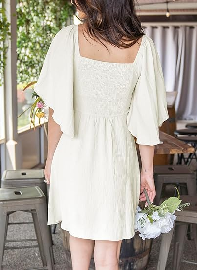 Markeier Womens Dresses Spring Summer Deep V Neck Elegant Bow tie Mini Dress