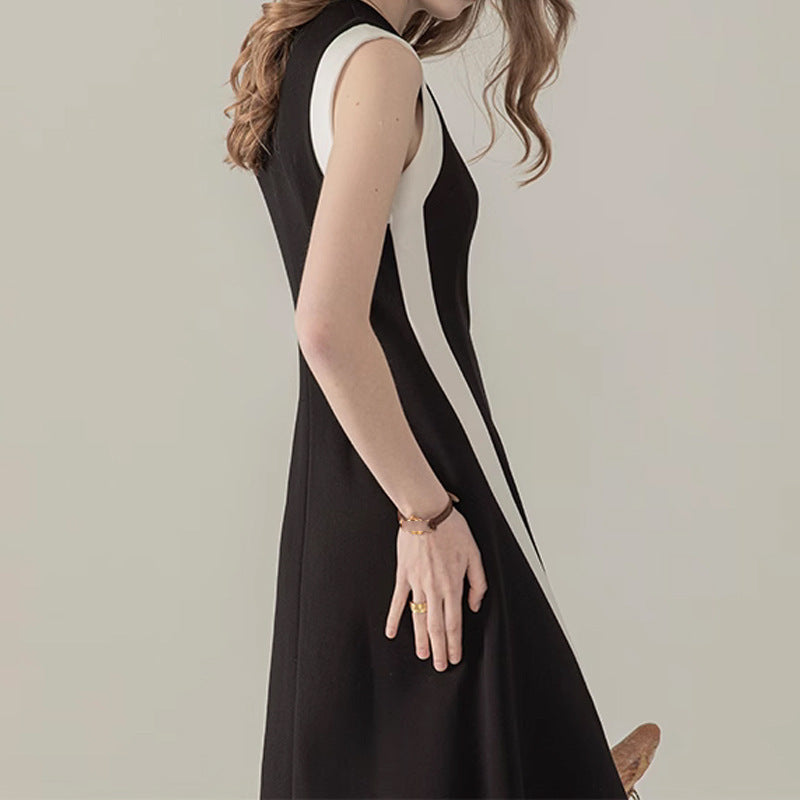 Black Panel Sleeveless Dress For Women