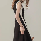 Black Panel Sleeveless Dress For Women
