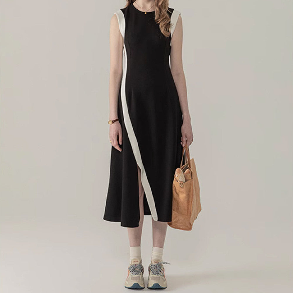Black Panel Sleeveless Dress For Women