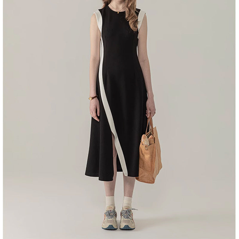 Black Panel Sleeveless Dress For Women